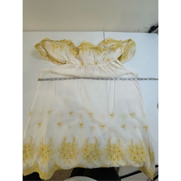 Forgotten Grace women’s embroidered blouse large yellow white off shoulder - Picture 3 of 6
